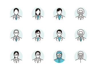 研究チームのアイコンセット　円背景