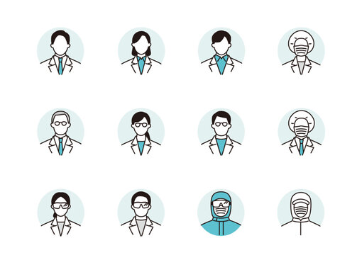 研究チームのアイコンセット　円背景