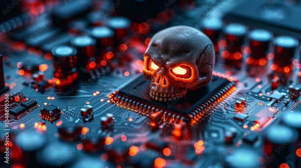 Poster exploring the intersection of artificial intelligence and cybersecurity with a focus on malware prot