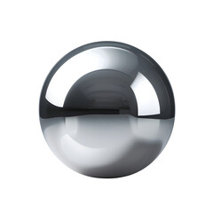 Reflective Silver Sphere. 3D Metal Ball on Transparent Background
