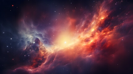 Fototapeta premium Stunning nebula displayed in the night sky with cosmic colors and stars revealing the beauty of rapid cosmic acceleration.