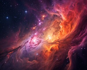 Obraz premium The sun and the planet, Dust cloud in space, exploding nebula, space,