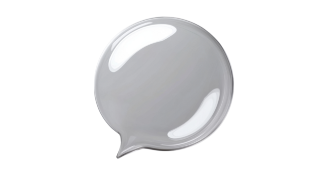 Glossy speech bubble communicating on transparent background