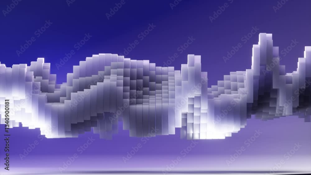 Canvas Prints pixelated wave flowing across luminous blue digital landscape, generating mesmerizing dynamic visual