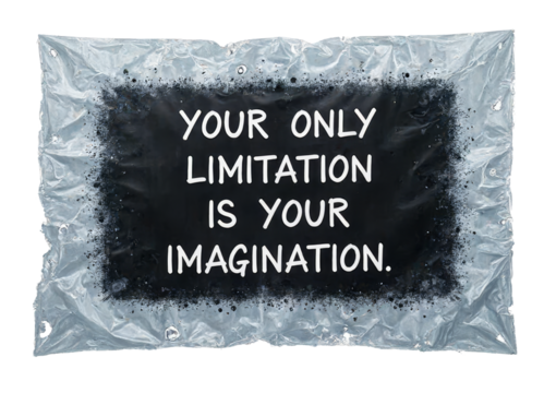 Your Only Limitation is Your Imagination sign in a grunge frame, transparent background - Powered by Adobe