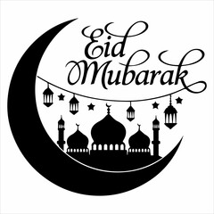 Eid Mubarak Silhouette icon vector illustration. Design. Eid Mubarak logo Icon. Eid Mubarak logo, vector illustration
