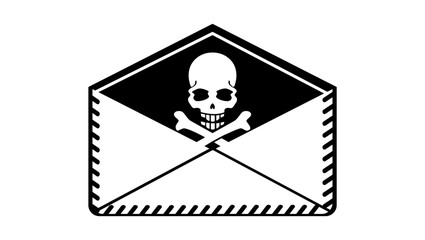 Email spam, black and red isolated silhouette