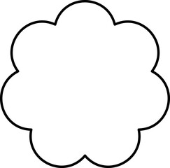 Round shape seal stamp outline design.
Scalloped Circle Badge Shape linear vector Illustration.
flower shape sticker  black line.
Good for greeting card, craft and DIY.
Transparent background.
