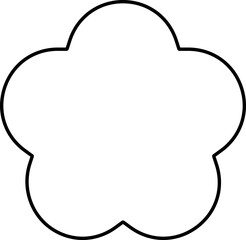 Fototapeta premium Round shape seal stamp outline design. Scalloped Circle Badge Shape linear vector Illustration. flower shape sticker black line. Good for greeting card, craft and DIY. Transparent background. 