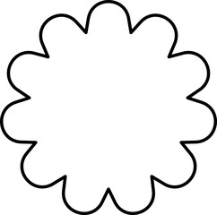 Round shape seal stamp outline design.
Scalloped Circle Badge Shape linear vector Illustration.
flower shape sticker  black line.
Good for greeting card, craft and DIY.
Transparent background.
