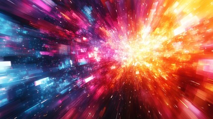 Naklejka premium Abstract background with bright flashes of light shimmering colors distortion of reality time leap