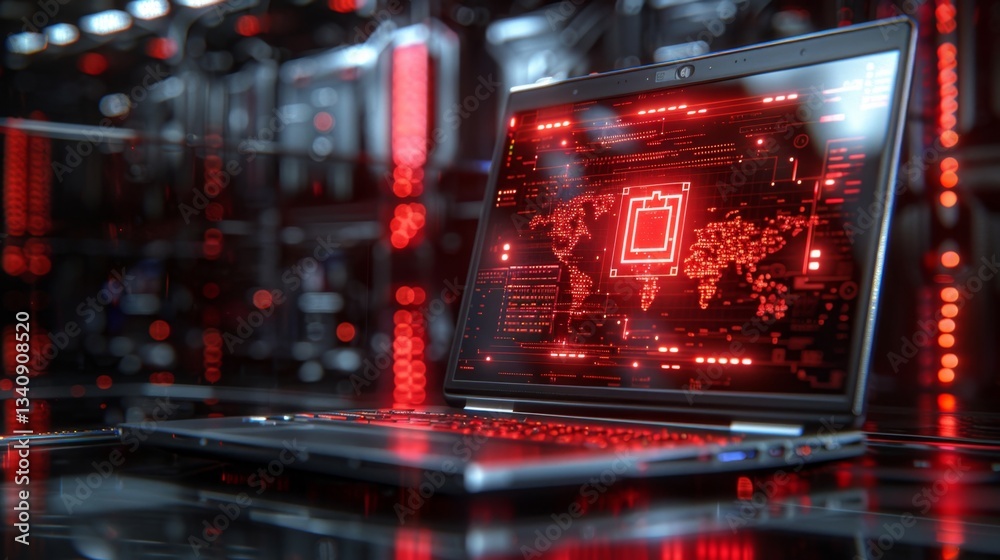 Poster exploring ai and malware threats to data protection and security with advanced firewall technology