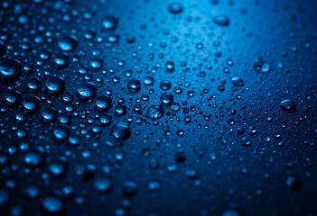 Azure Surface Adorned with a Symphony of Water Droplets and Reflections
