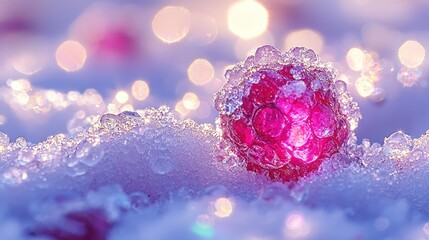 Frozen berry in snow