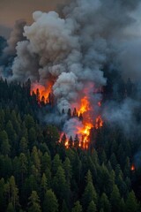 Fototapeta premium araffe burning in the forest with a lot of smoke