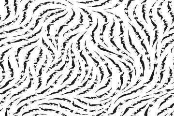 Vector seamless texture. Pattern of heterogeneous ragged lines of black color isolated on white background. Decorative print for fabrics or paper from flowing lines
