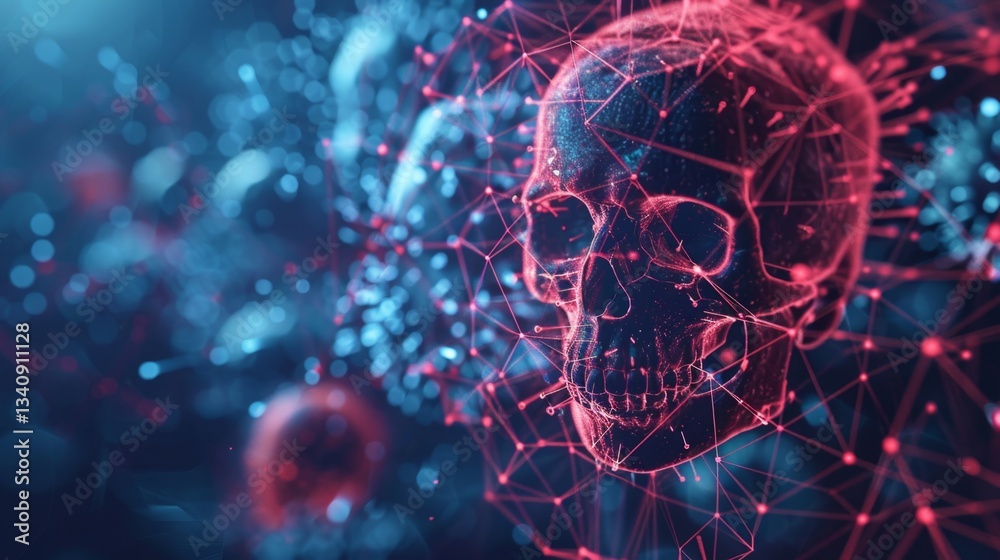 Poster visual representation of malware threat detection in ai systems and cybersecurity measures