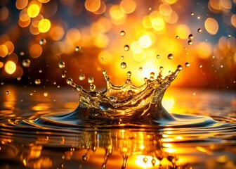 Warm Glowing Water Splash Close-Up:  High-Resolution Stock Photo for Graphic & Motion Design