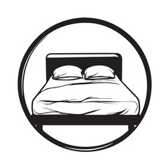illustration of a black and white bed