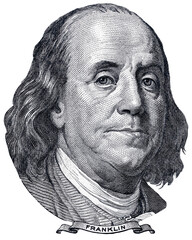 Benjamin Franklin's face from the hundred dollar bill