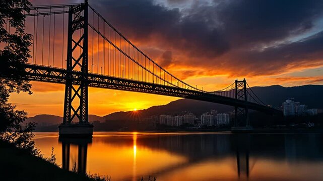 Fiery Sunrise over Lions Gate Bridge
