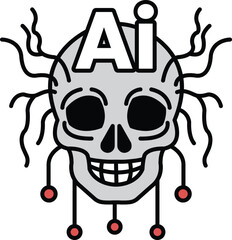 A skull with a smile on it and the letters AI above it