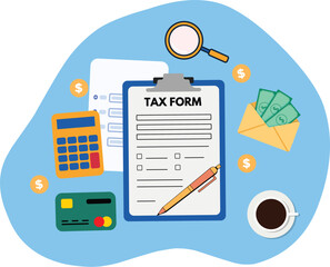 Online tax form vector illustration