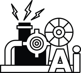 drawing of a machine with the letters AI in the middle