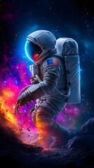 Fototapeta premium Astronauts Exploring the Lunar Frontier with Futuristic Technology