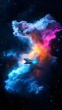 Starship Journey Through Cosmic Storms