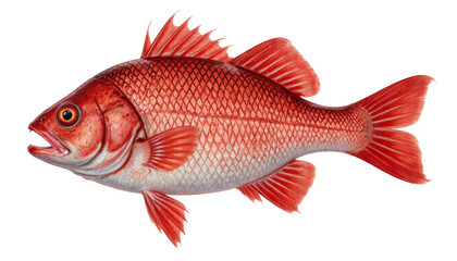 Fototapeta premium Detailed Red Fish Illustration with Transparent Background
