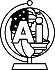 globe with the letters AI on it