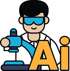 A man in a lab coat is holding a microscope and smiling