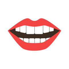 Funny cartoon mouth with teeth for April Fools Day. Vector illustration.