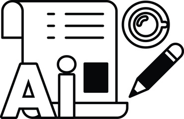 pencil is on a piece of paper with the word AI written on it