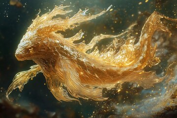 Colorful aquatic creature gracefully swimming through vibrant underwater landscape in a serene environment