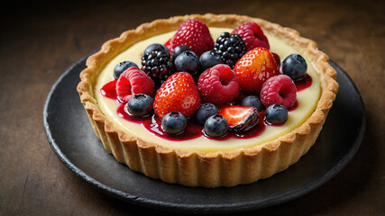 raspberry and blueberry tart