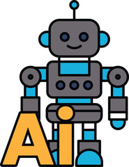 Fototapeta premium A robot is standing in front of the letter A