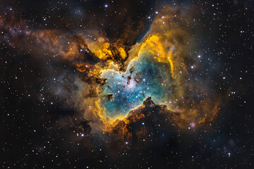 Fototapeta premium Vibrant cosmic explosion resembling a floral design captured in the vast universe