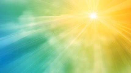 Obraz premium Solar energy visualized as a gradient transition from bright yellow sun rays to gentle green and blue tones, symbolizing environmental harmony.