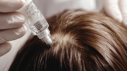 Fototapeta premium A close-up of a microneedling procedure for hair regrowth