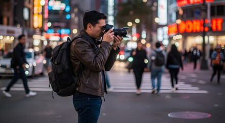 Obraz premium Street Photographer Documenting City Life and Culture (Lifestyle)