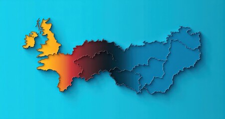 Obraz premium Minimalist Digital Art of Germany Map Outline with Tricolor Gradient on Light Blue Background