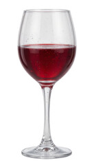 Red Wine in a Glass with Bubbles, Transparent Background