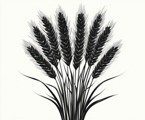 Wheat Harvest Ears Illustration Black and White Woodcut Style Minimalist Design