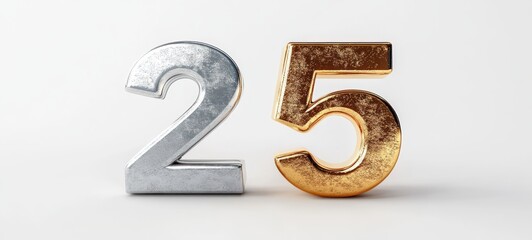 2025 New Year Template with Gold Silver Numbers and Blank Space for Design Elements