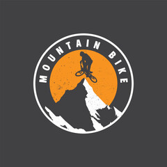 Mountain bike logo emblem vector image.downhill logo  backfround vector.Will be perfect for t-shirts, textile, banner, postcard, poster.