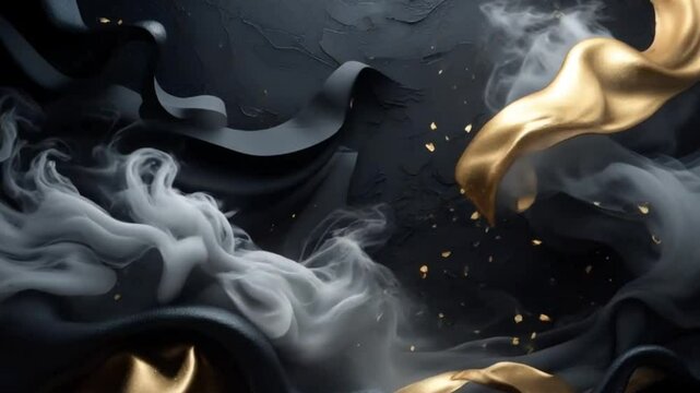 "Elegant Black and Gold Fantasy  Seamless Fluid Art Abstract Background. animation
