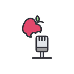 Apple ASMR colored icons, minimalist vector illustration ,simple transparent graphic element .Isolated on white background