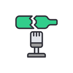 Broken bottle ASMR colored icons, minimalist vector illustration ,simple transparent graphic element .Isolated on white background